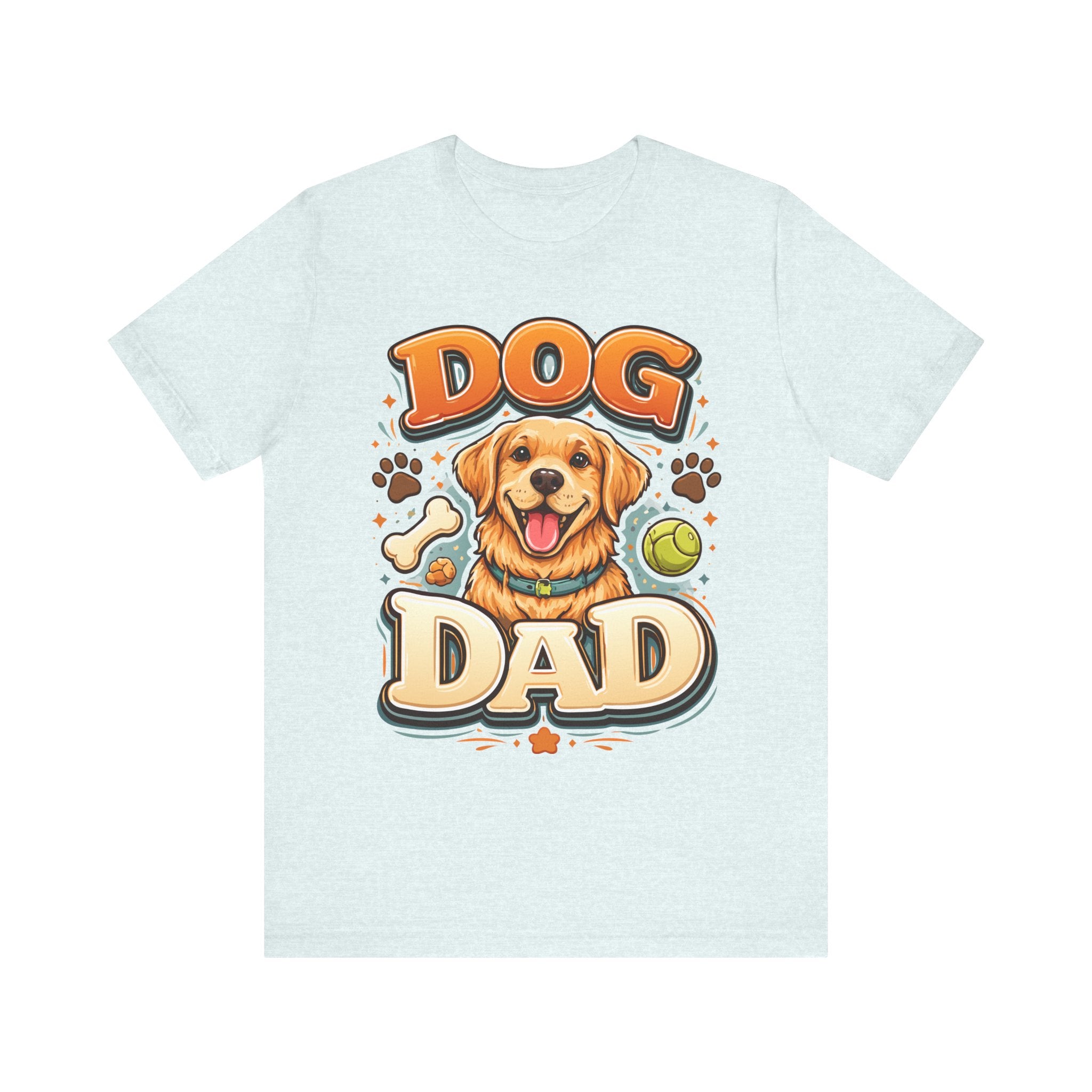 Dog Dad Golden Retriever T-Shirt | Cute Paw Prints, Tennis Ball & Bone Design