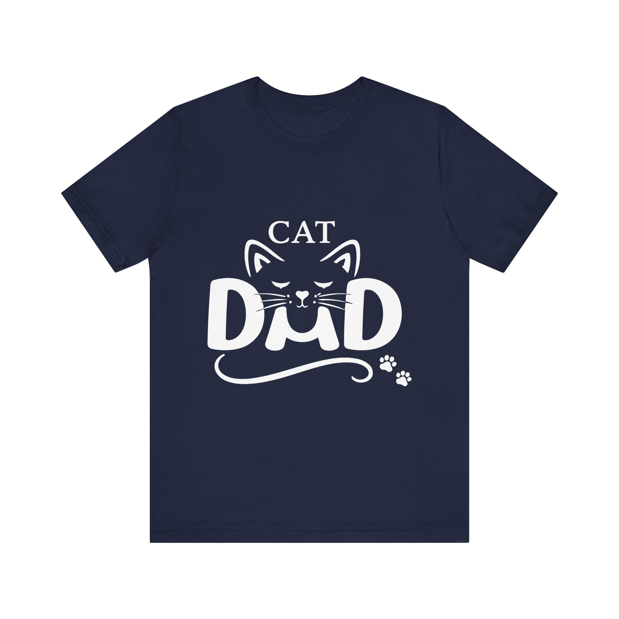 Cat Dad T-Shirt | Cat Face Graphic Tee, Paw Print Design