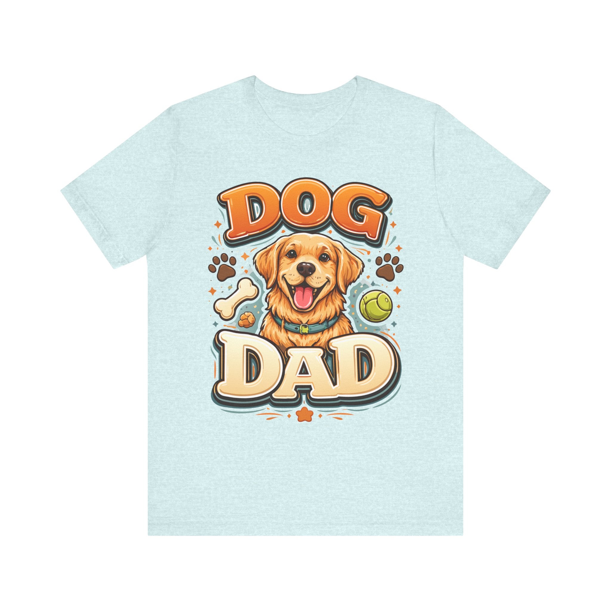 Dog Dad Golden Retriever T-Shirt | Cute Paw Prints, Tennis Ball & Bone Design