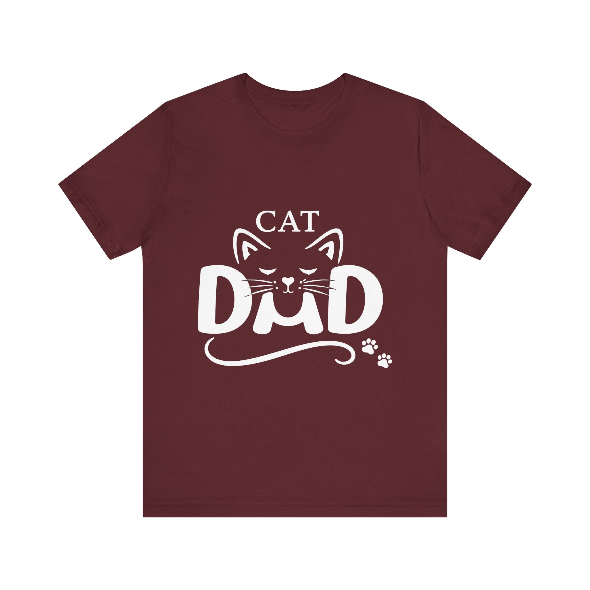 Cat Dad T-Shirt | Cat Face Graphic Tee, Paw Print Design