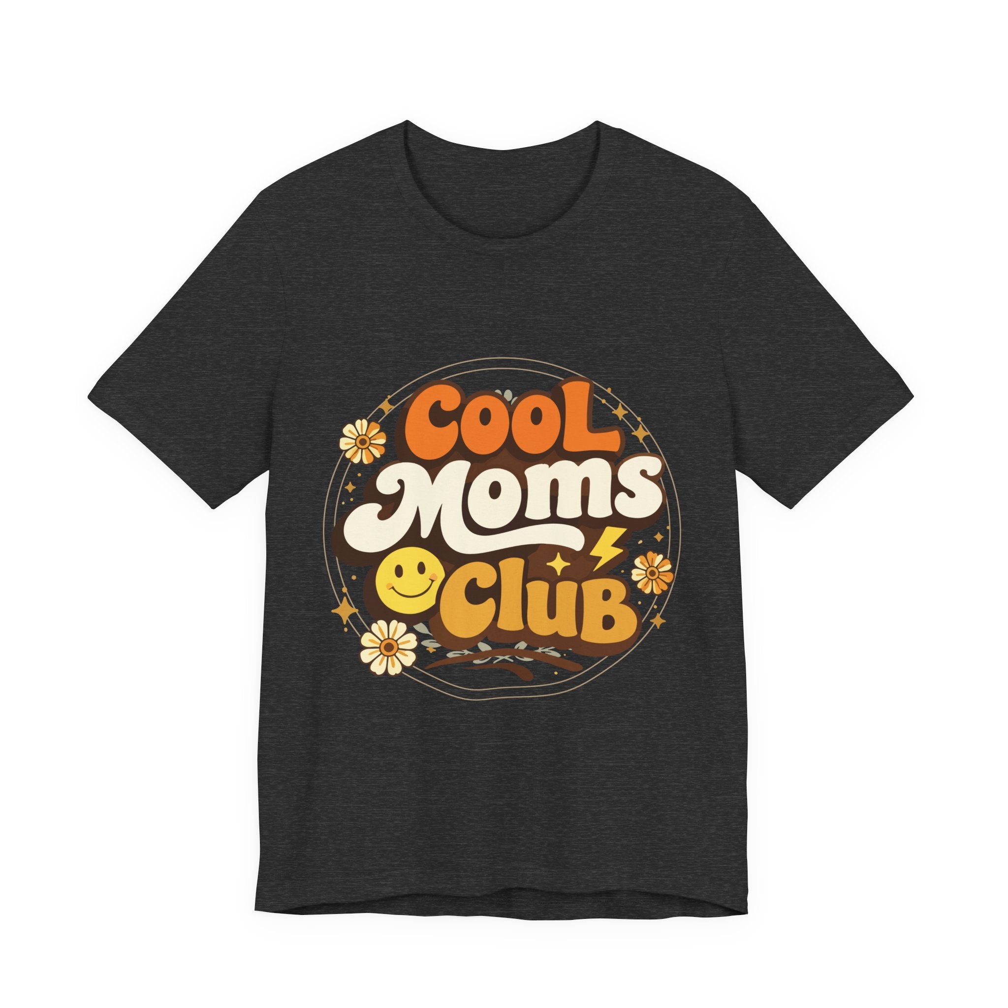 Cool Moms Club T-Shirt | Retro 70s Smiley Flower Graphic