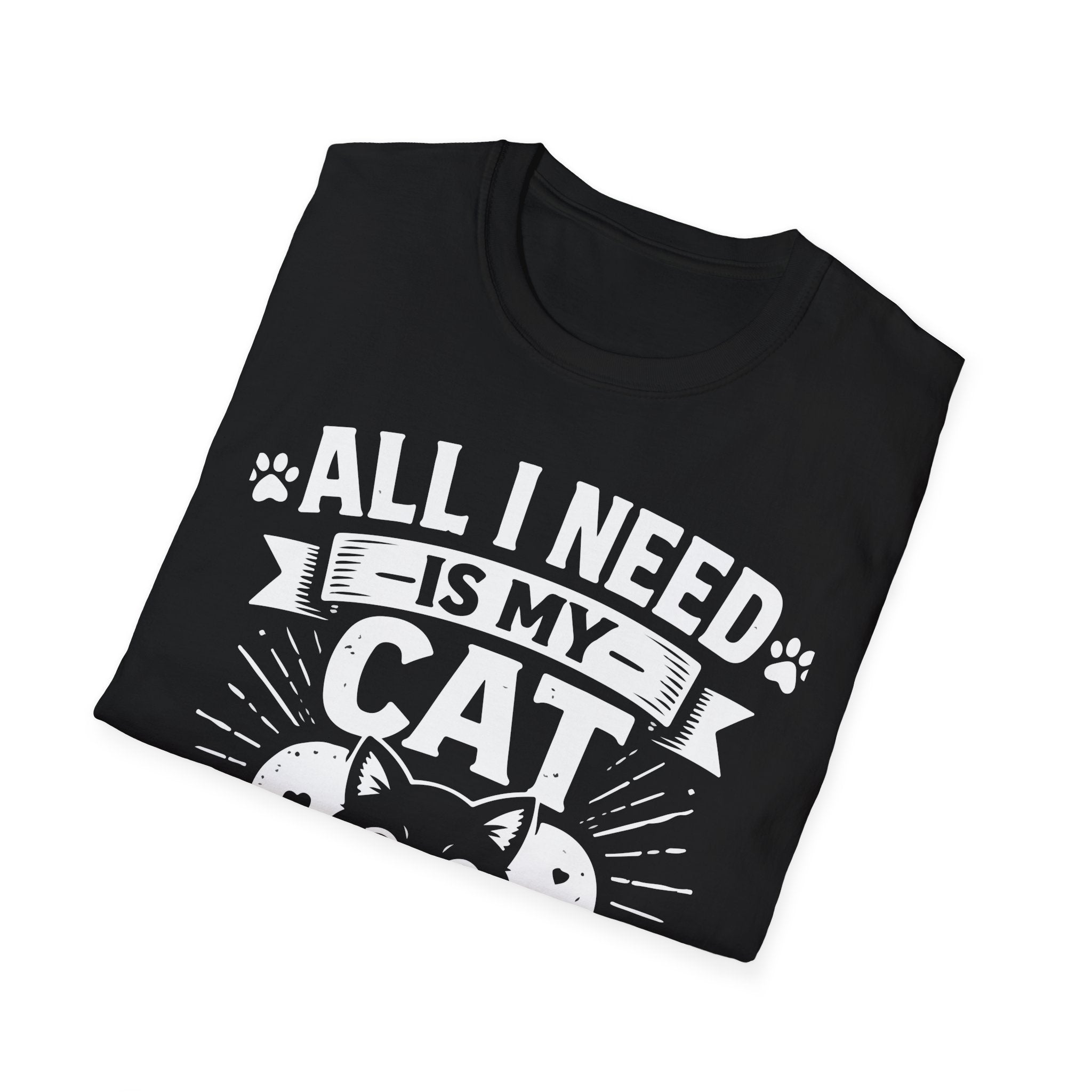 All I Need Is My Cat Shirt, Cat Lover Tee, Funny Cat Lady Gift, Cat Mom Shirt, Cat Illustration Tee, Pet Mom Gift, Cat Tee