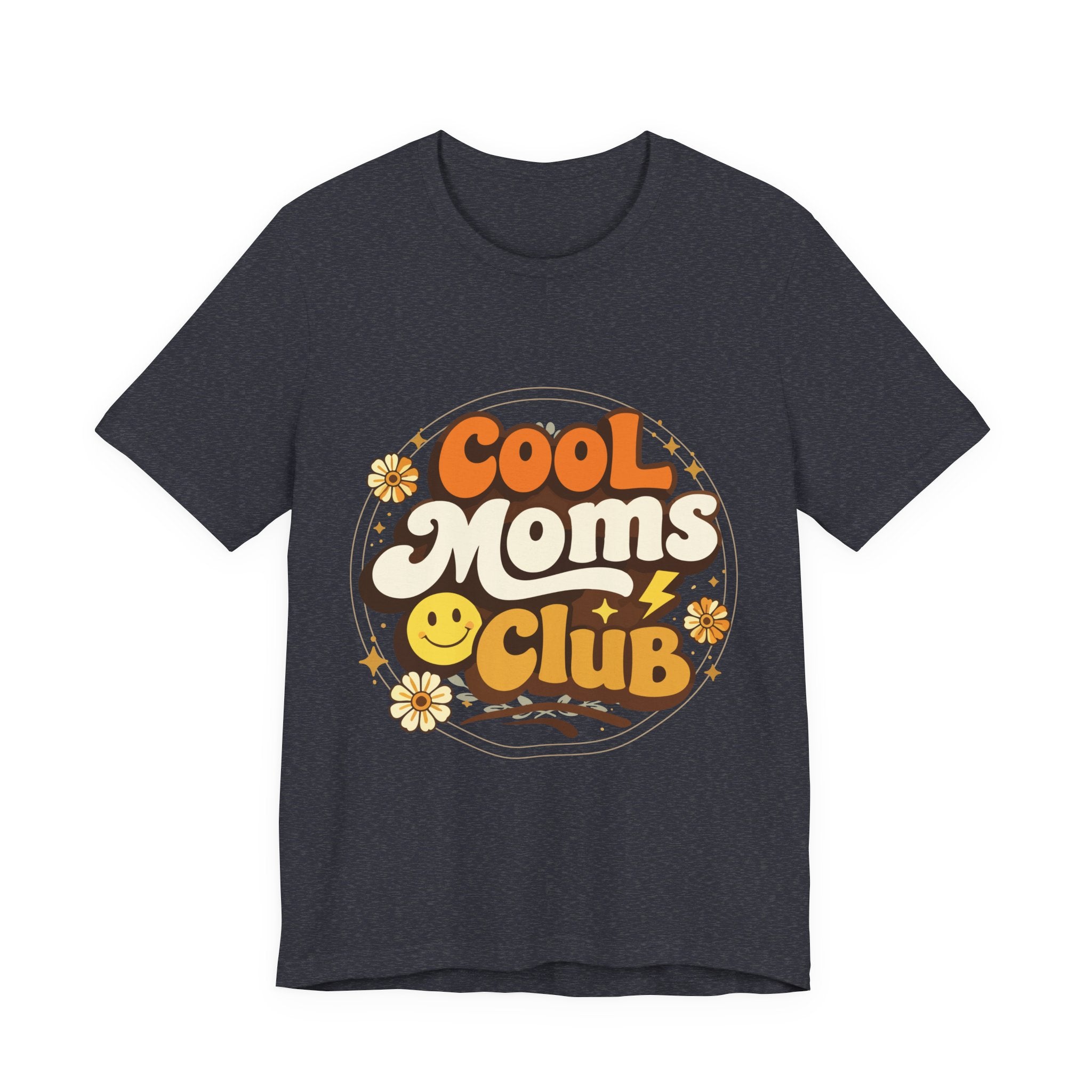 Cool Moms Club T-Shirt | Retro 70s Smiley Flower Graphic