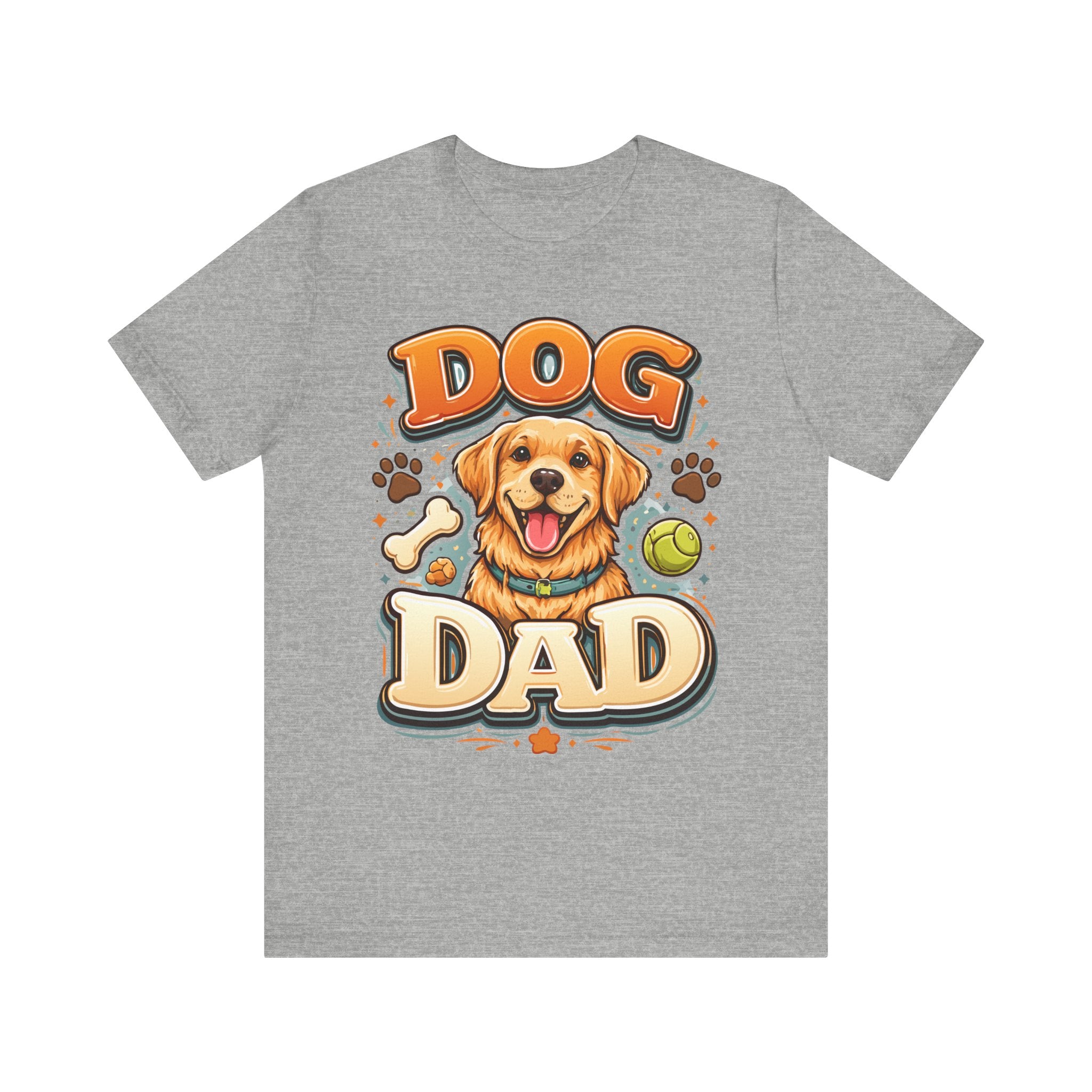Dog Dad Golden Retriever T-Shirt | Cute Paw Prints, Tennis Ball & Bone Design