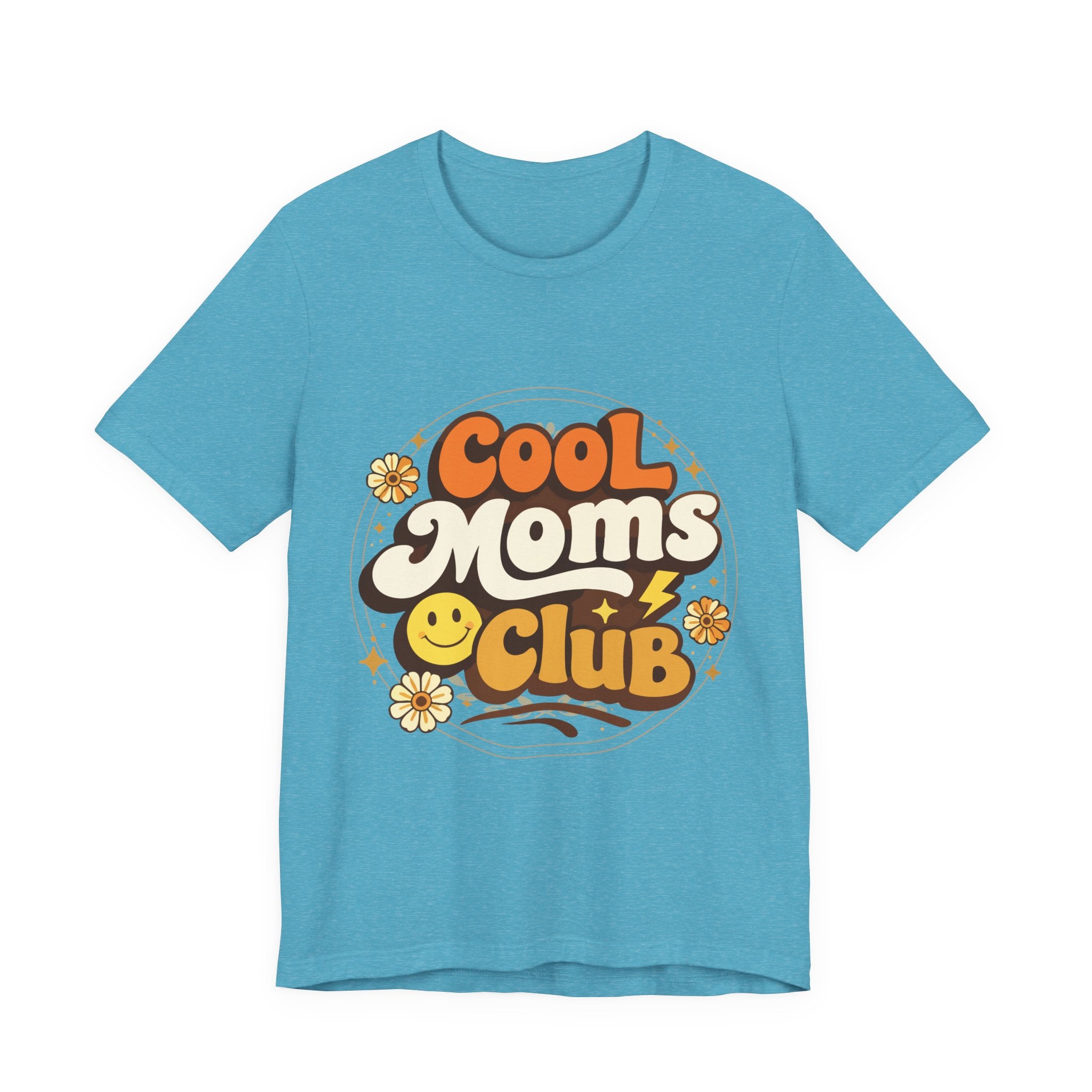 Cool Moms Club T-Shirt | Retro 70s Smiley Flower Graphic