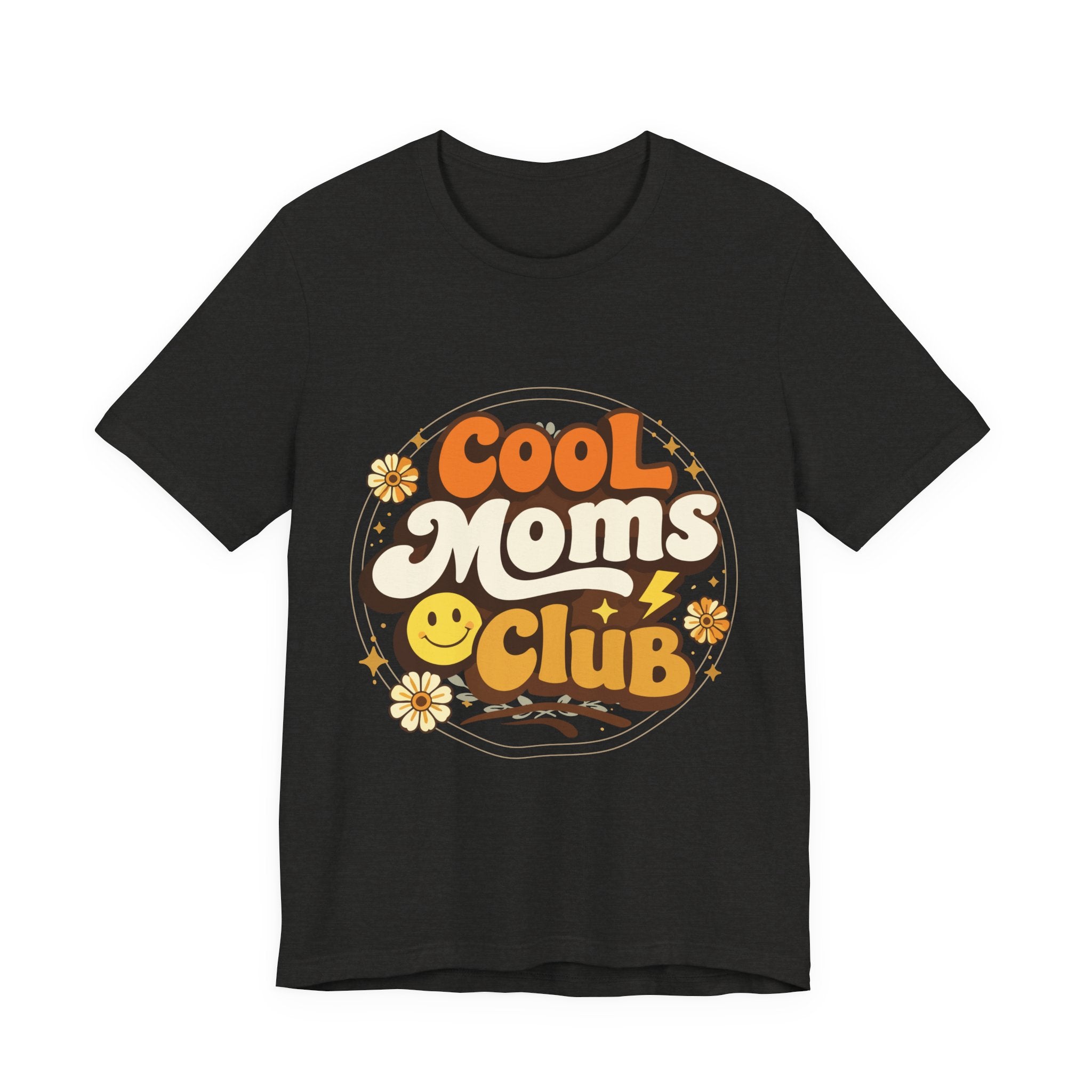 Cool Moms Club T-Shirt | Retro 70s Smiley Flower Graphic