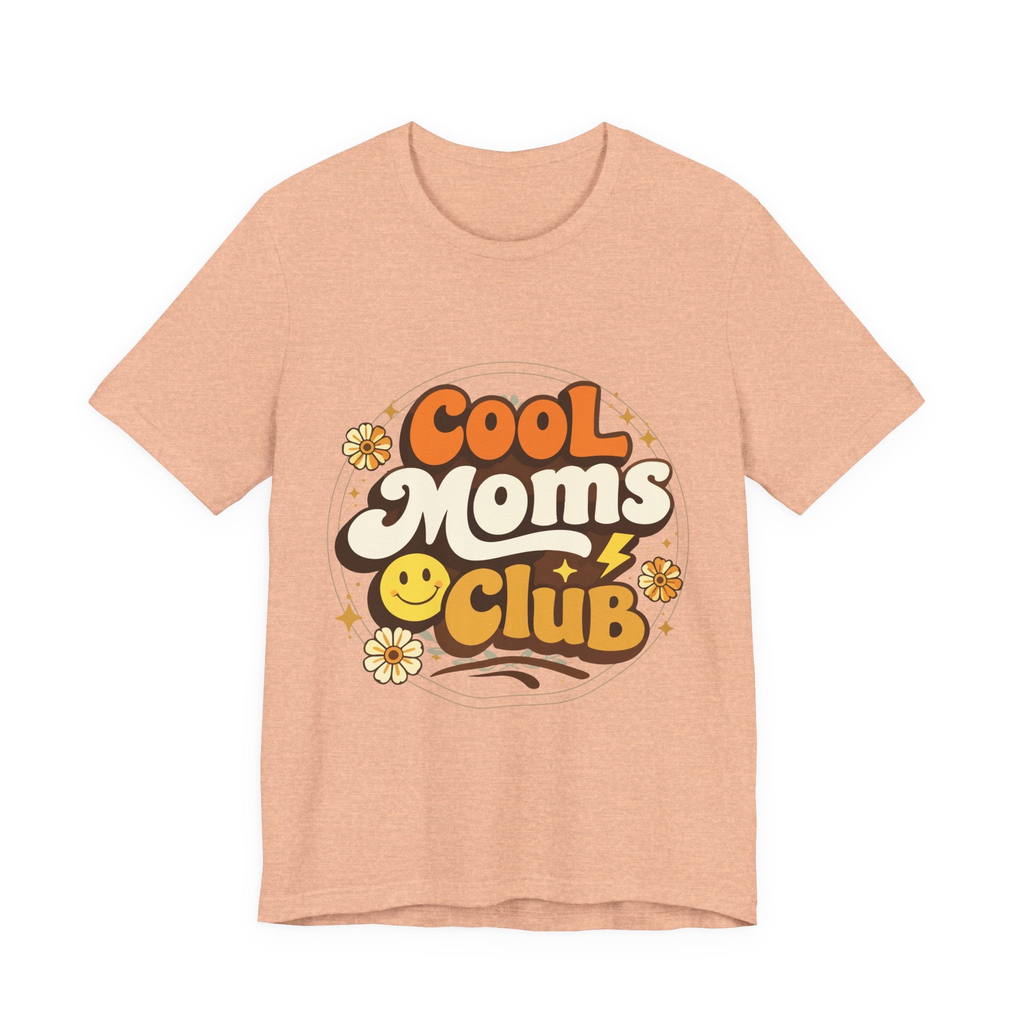Cool Moms Club T-Shirt | Retro 70s Smiley Flower Graphic