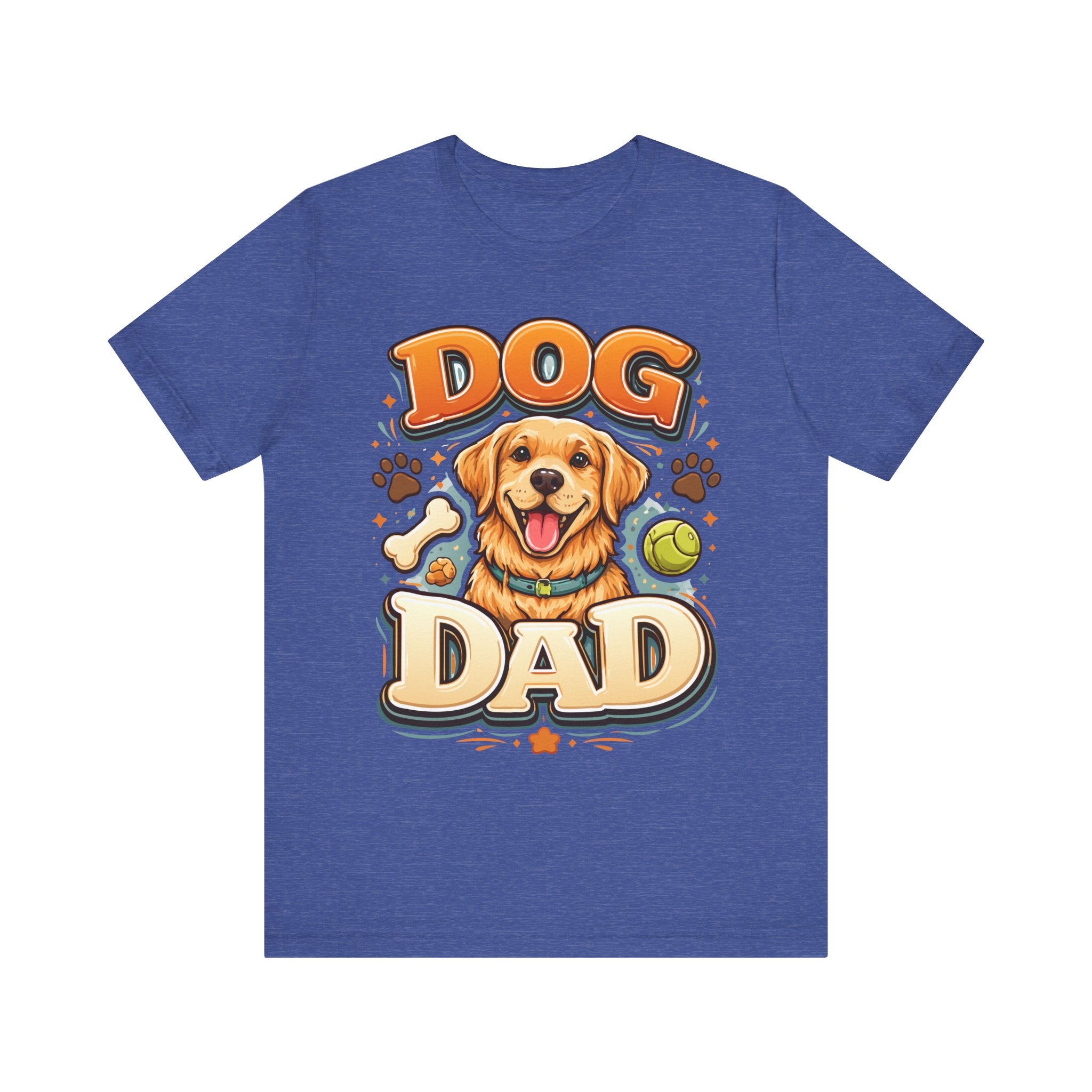 Dog Dad Golden Retriever T-Shirt | Cute Paw Prints, Tennis Ball & Bone Design