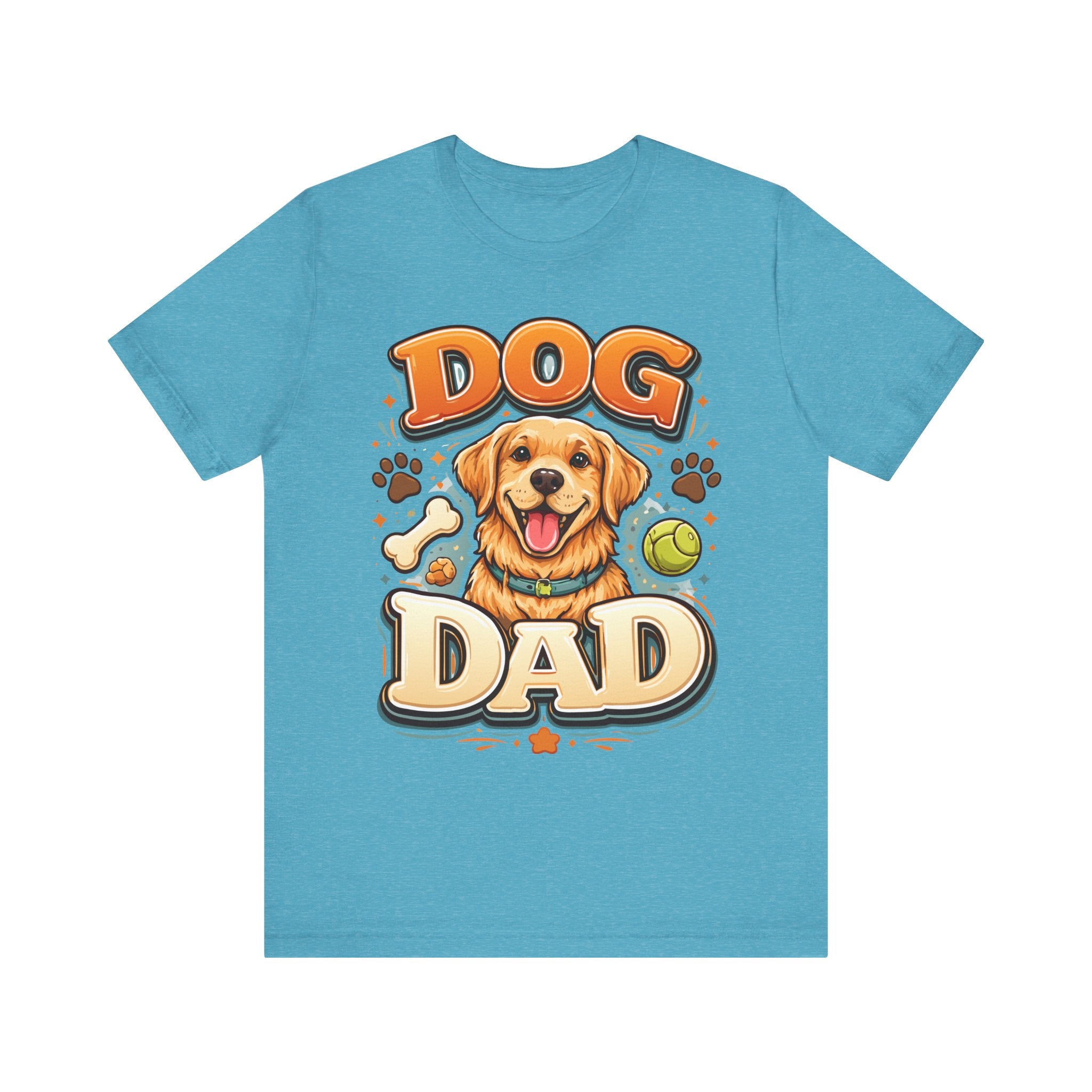 Dog Dad Golden Retriever T-Shirt | Cute Paw Prints, Tennis Ball & Bone Design