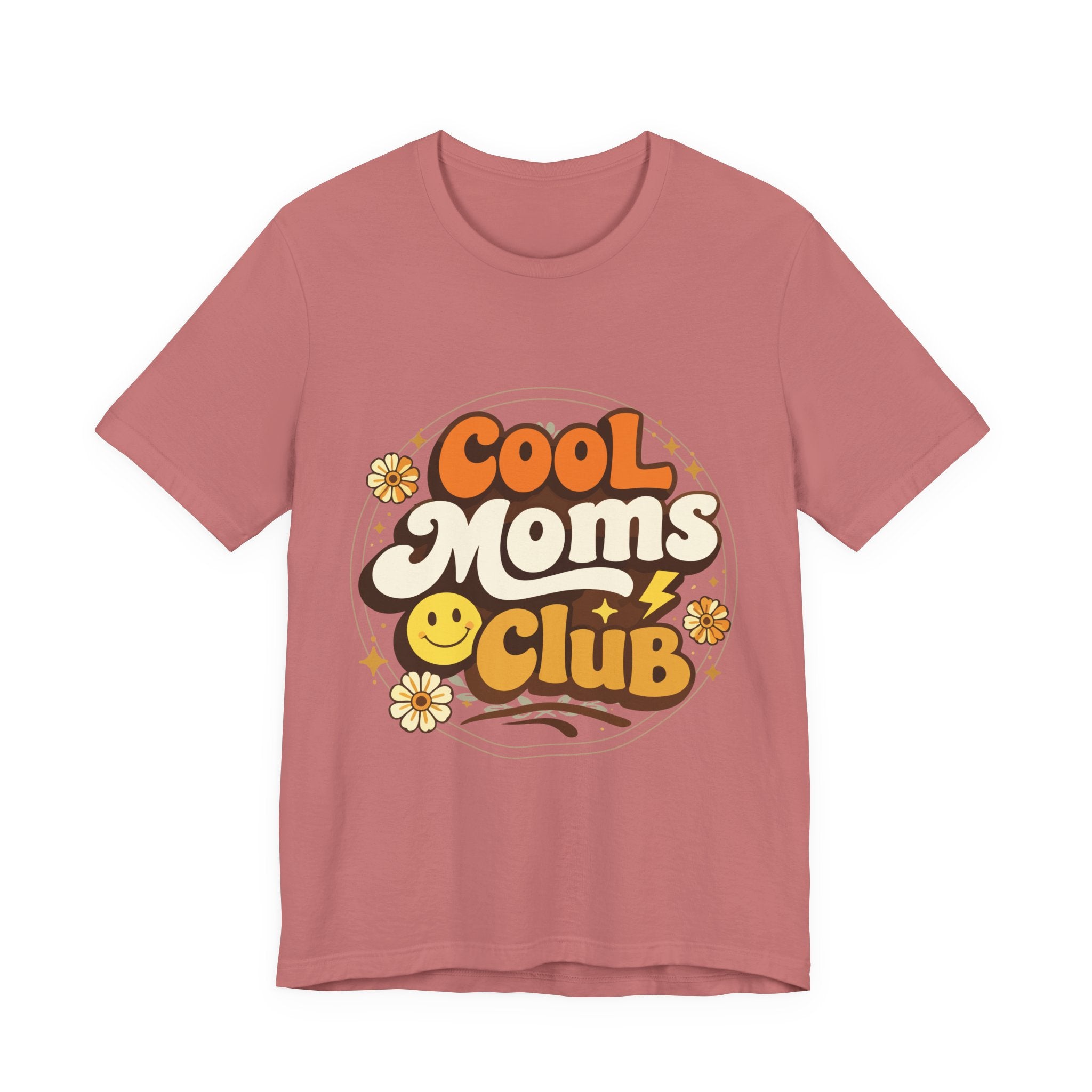 Cool Moms Club T-Shirt | Retro 70s Smiley Flower Graphic