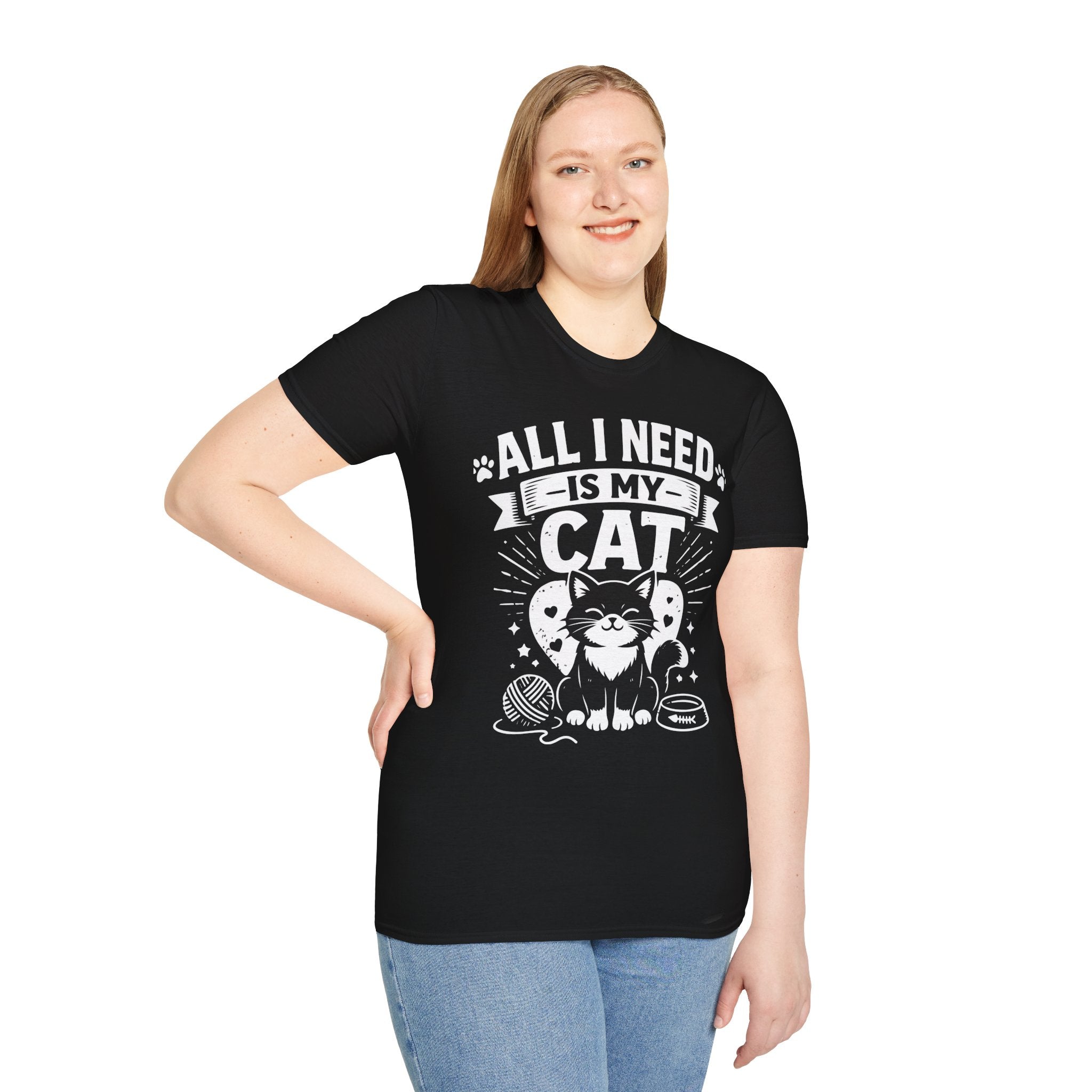 All I Need Is My Cat Shirt, Cat Lover Tee, Funny Cat Lady Gift, Cat Mom Shirt, Cat Illustration Tee, Pet Mom Gift, Cat Tee