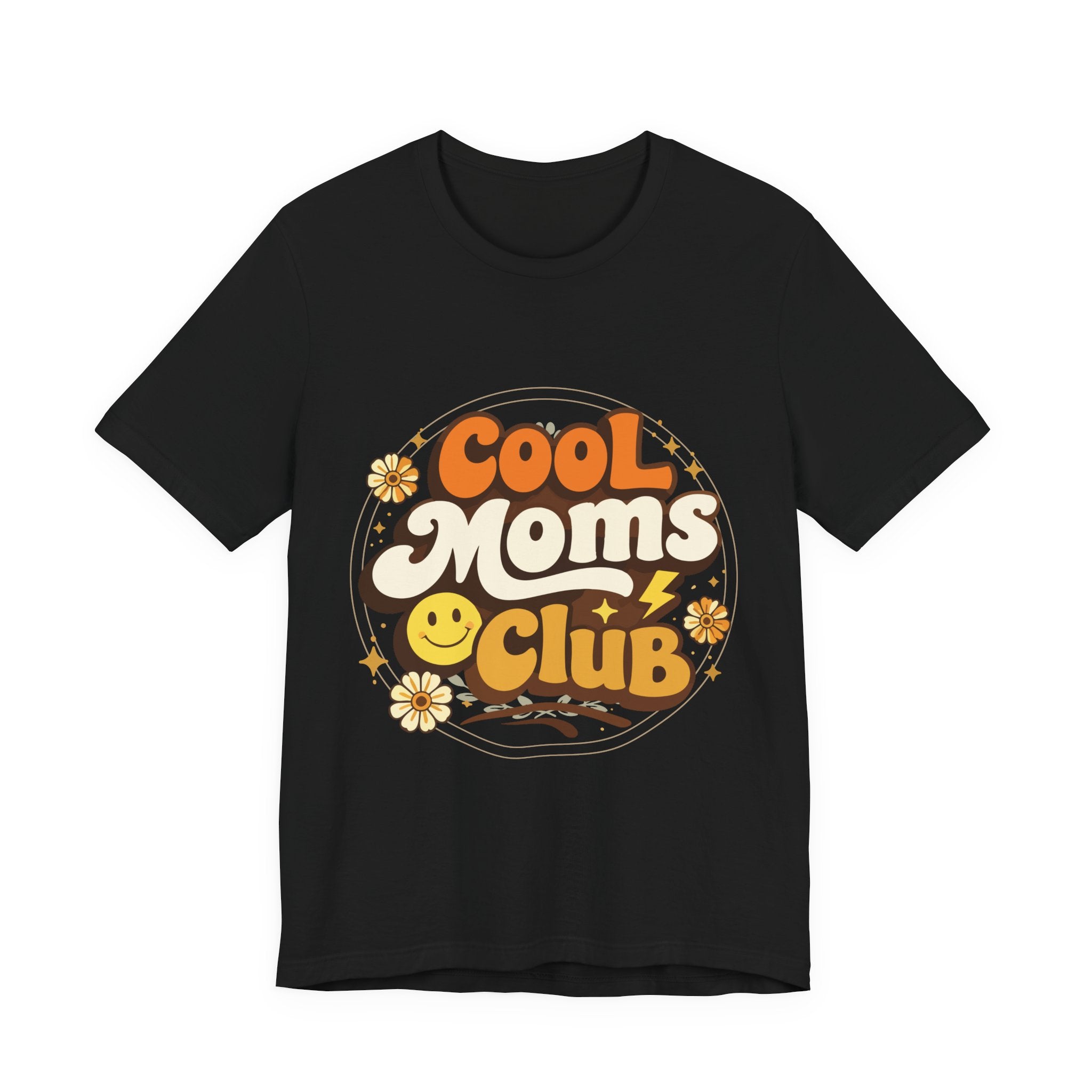Cool Moms Club T-Shirt | Retro 70s Smiley Flower Graphic