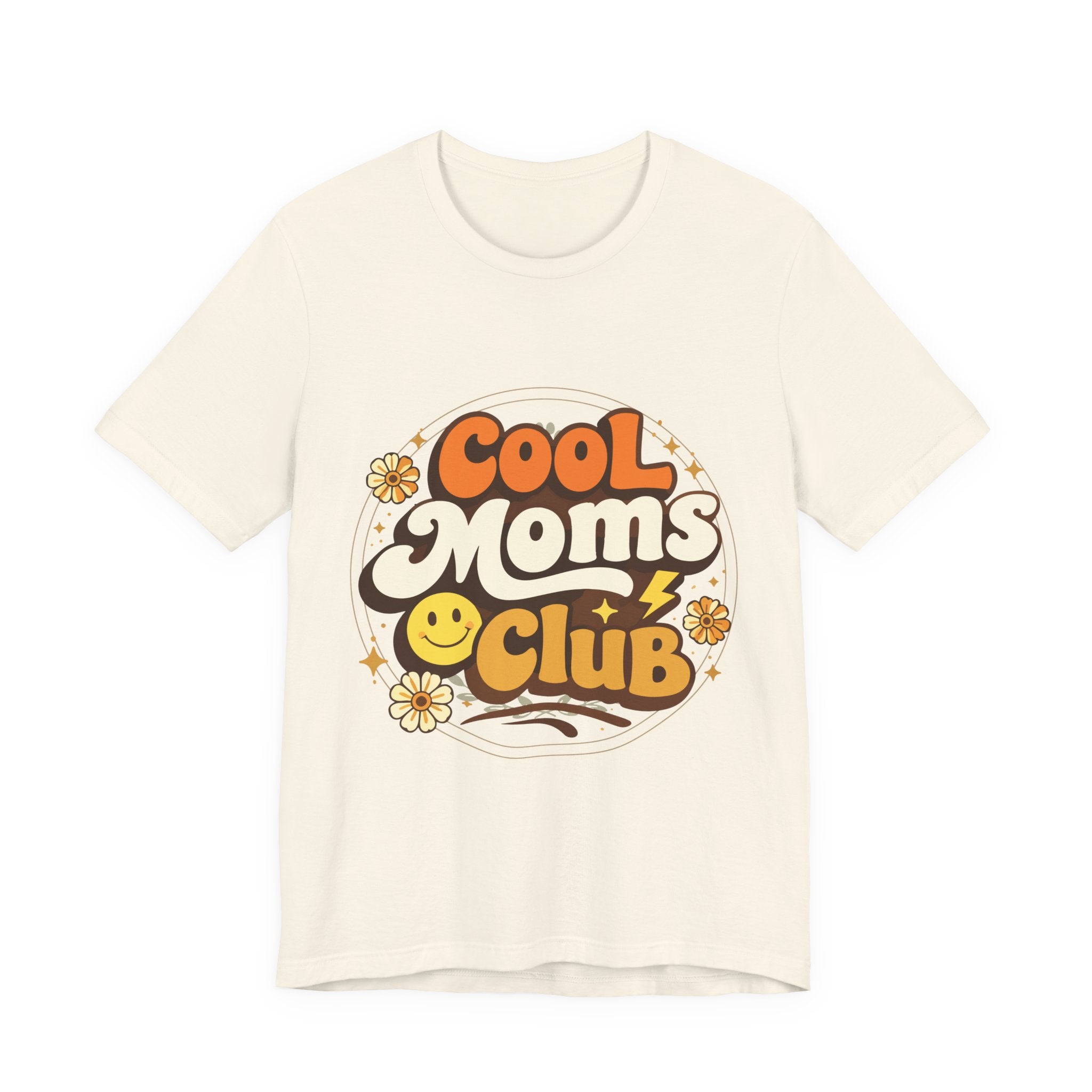 Cool Moms Club T-Shirt | Retro 70s Smiley Flower Graphic
