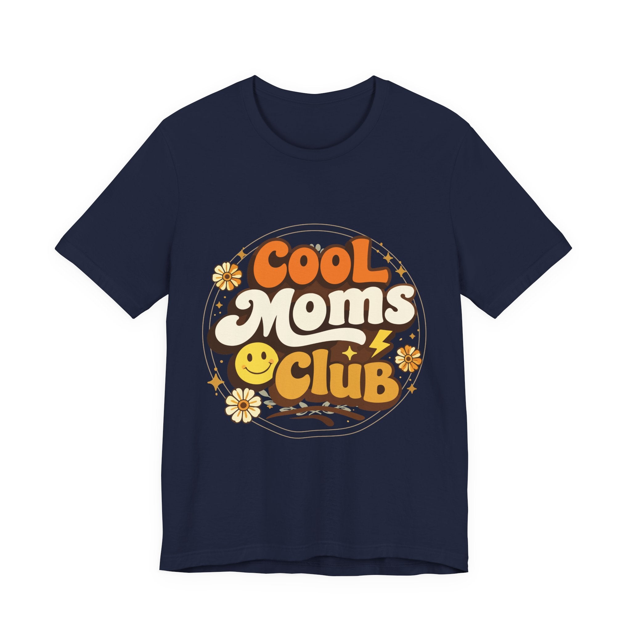 Cool Moms Club T-Shirt | Retro 70s Smiley Flower Graphic