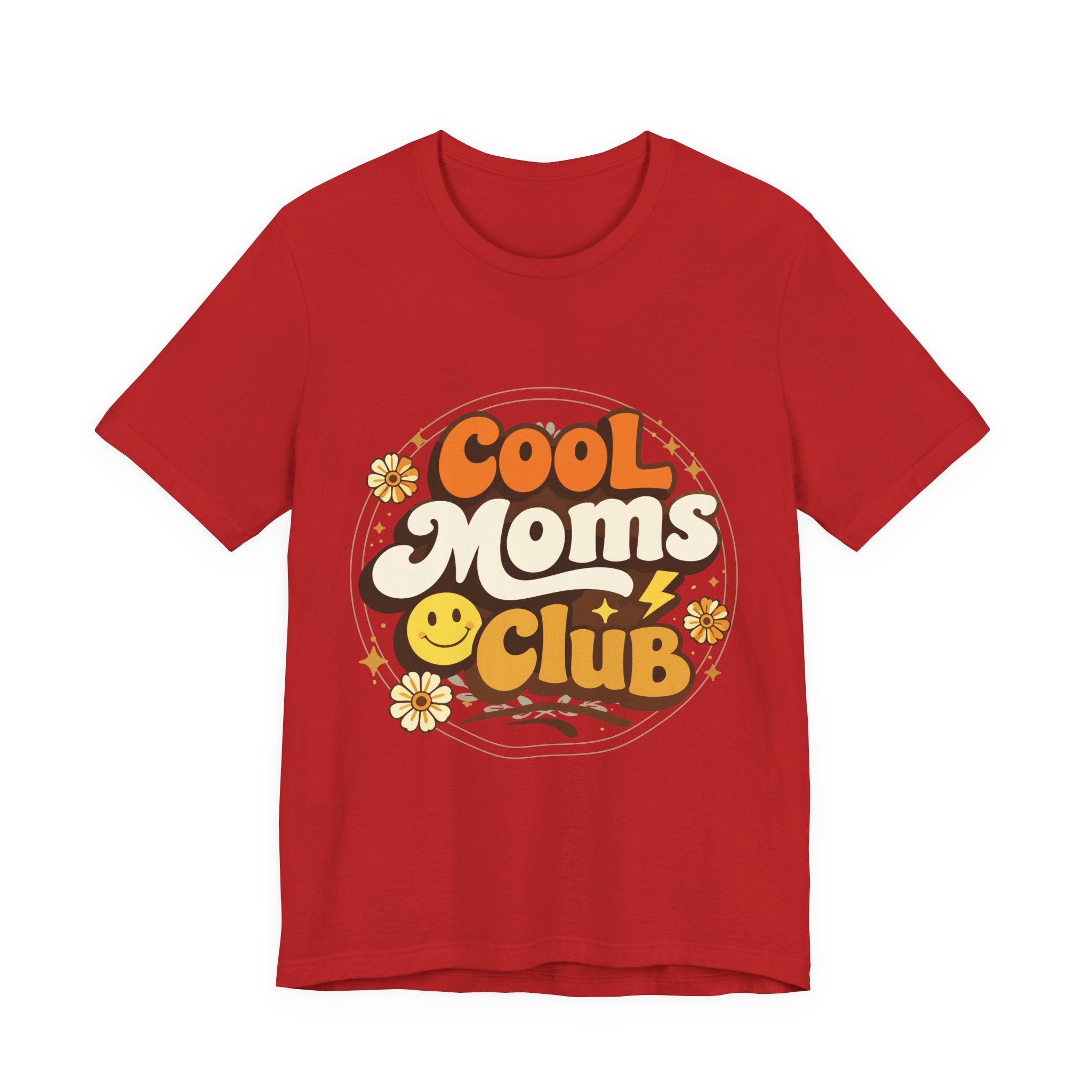 Cool Moms Club T-Shirt | Retro 70s Smiley Flower Graphic