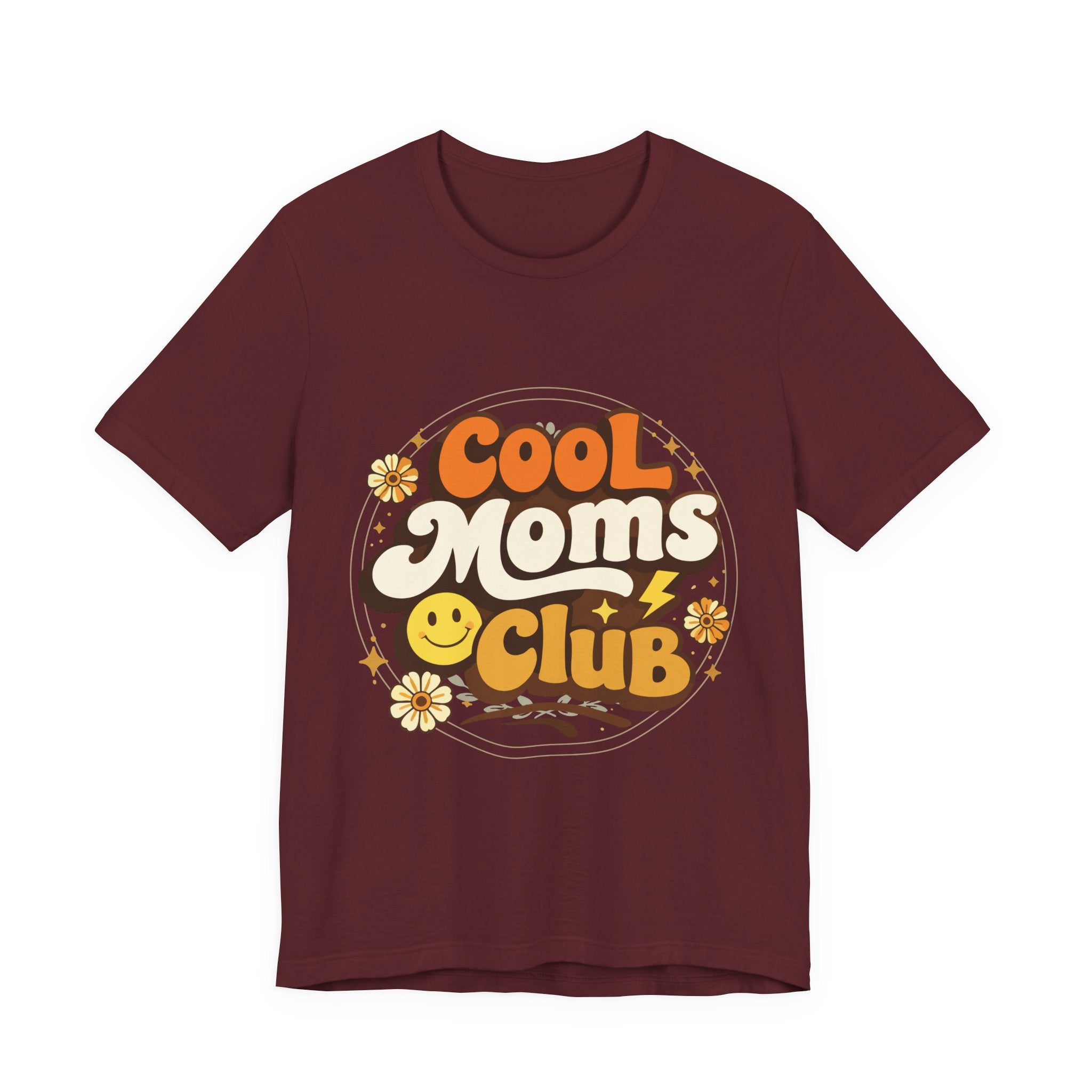 Cool Moms Club T-Shirt | Retro 70s Smiley Flower Graphic
