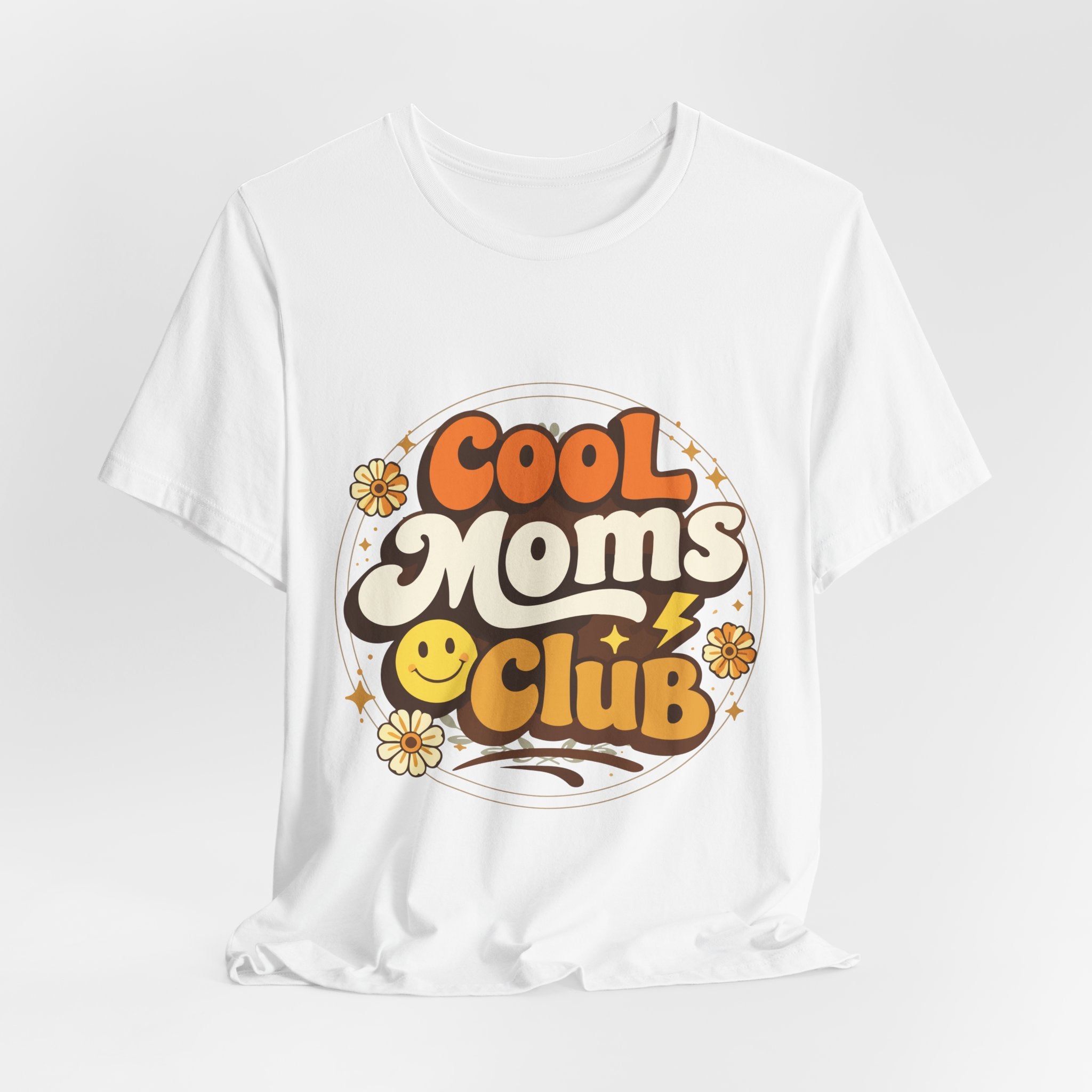 Cool Moms Club T-Shirt | Retro 70s Smiley Flower Graphic